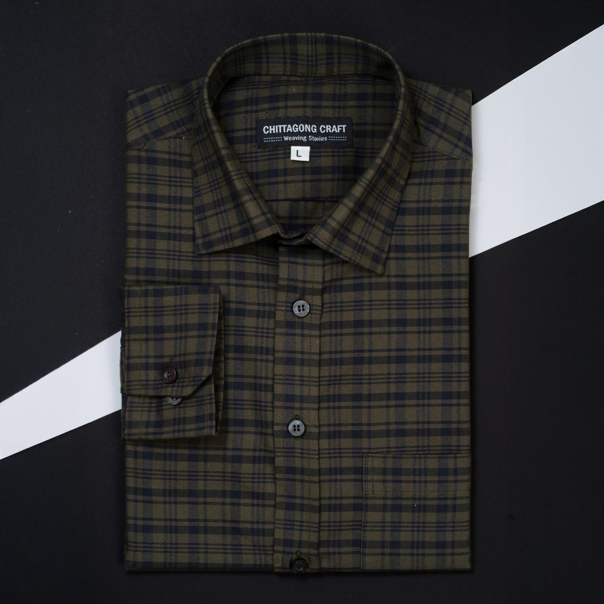 Men's Shirt - Olive-Black Checked