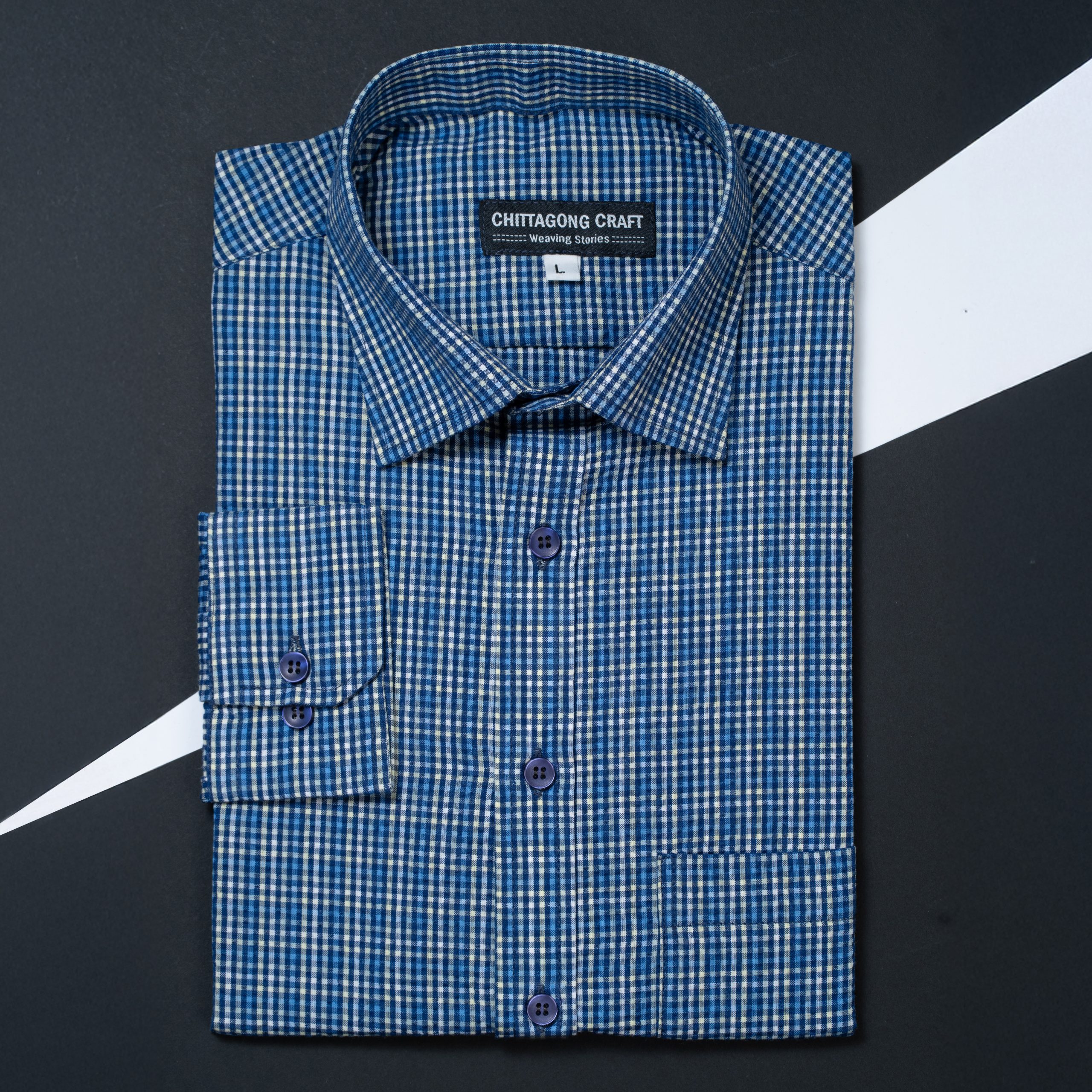 Elegant Check Shirt - Octane Blue