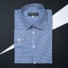 Men's Shirt - White - Blue Checked