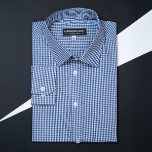 Men's Shirt - White - Blue Checked